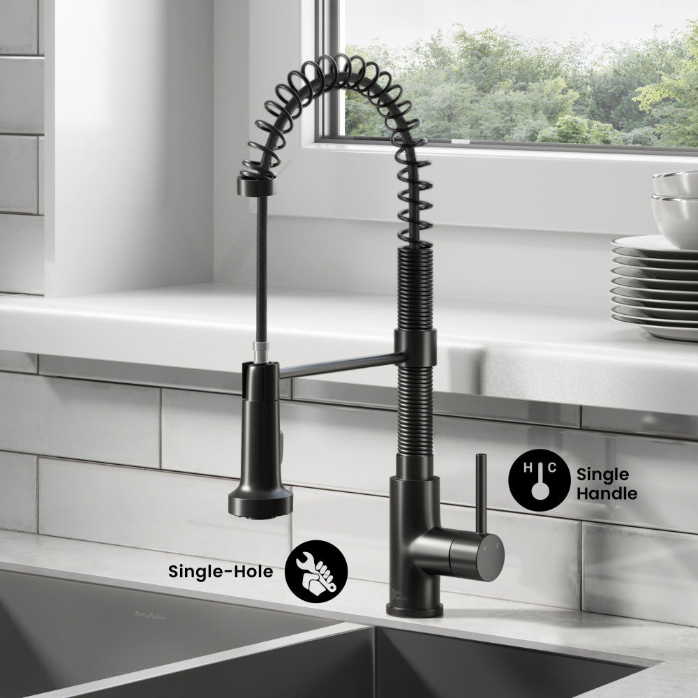 Nouvet Single Handle, Pull-Down Kitchen Faucet in Matte Black