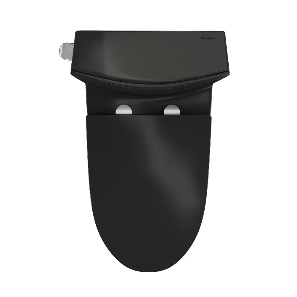 St. Tropez One-Piece 10" Rough-in 1.28 GPF Left-Hand Flush Elongated Toilet in Glossy Black