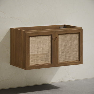 Classe 36" Wall-Mounted Bathroom Vanity in Brown Oak without Sink Top