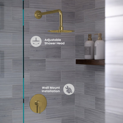 Ivy Single-Handle 1 Spray 8" Wall Mounted Fixed Shower Head in Brushed Gold (Valve Included)