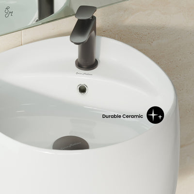 Ivy 18 in. Ceramic Glossy White Wall Mount Sink