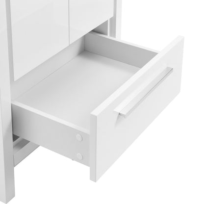 Virage 24 in. White Bathroom Vanity With Black Ceramic Sink Top