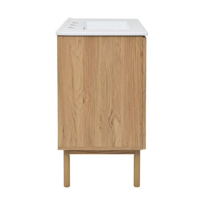 Classe 30" Freestanding Bathroom Vanity in Golden Oak with 3-Hole Widespread Sink Top