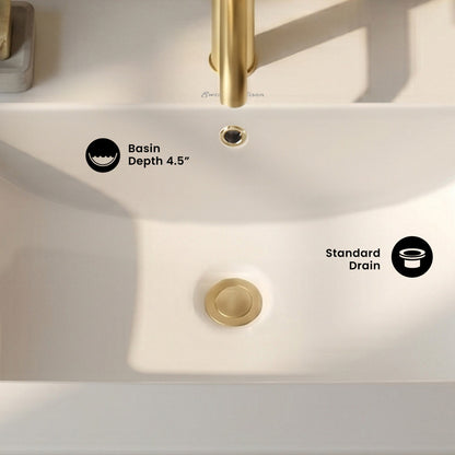 24" Ceramic Vanity Top with Single Faucet Hole
