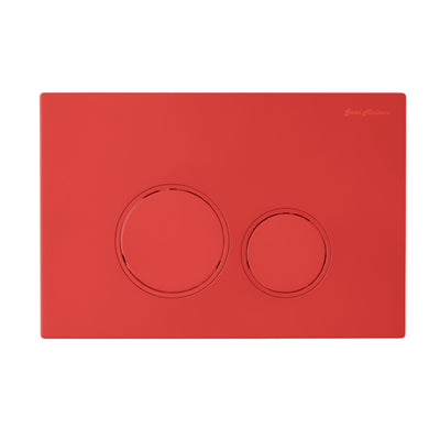 Wall Mount Dual Flush Actuator Plate with Round Push Buttons in Matte Red
