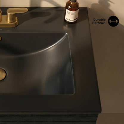 24" 3-Hole Centerset Vanity Sink Top in Matte Black