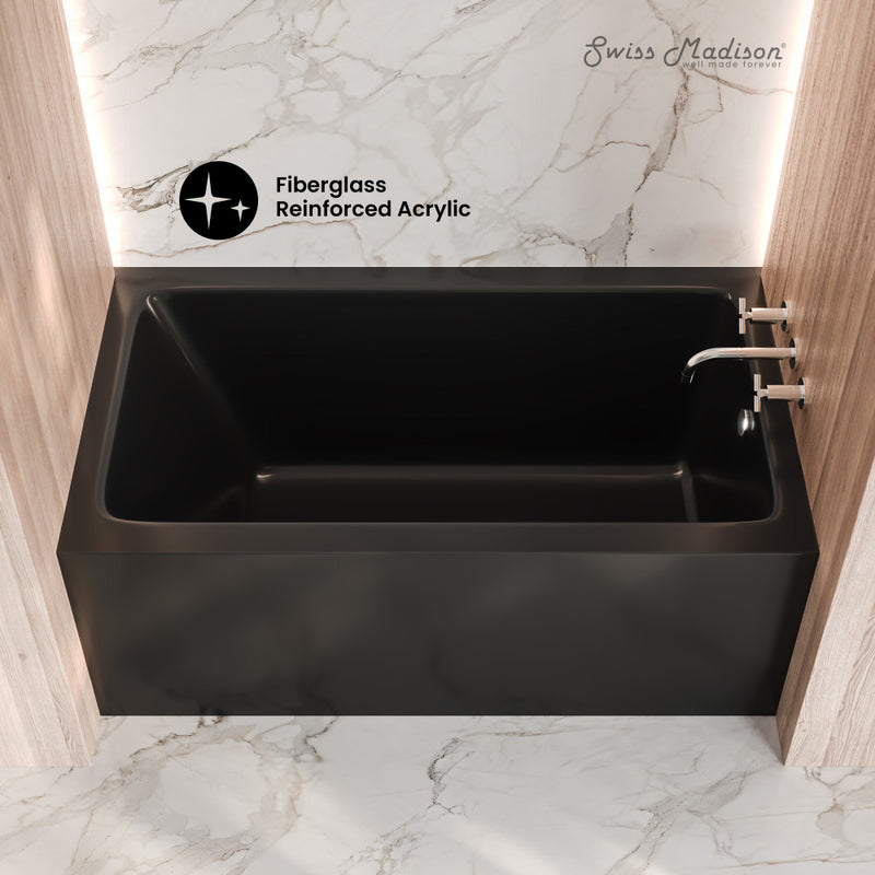 Voltaire 54 x 30 Skirted Right Drain Soaking Apron Bathtub in Glossy Black