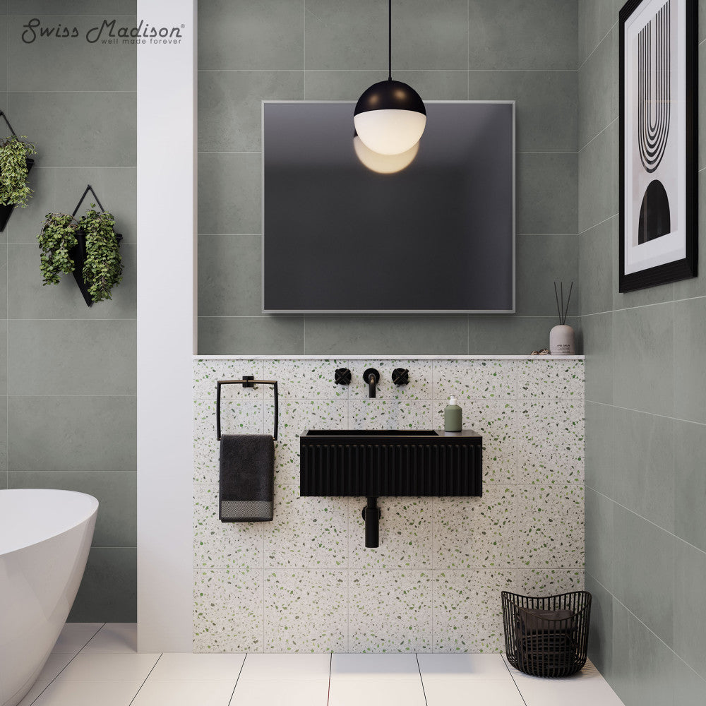 Delice 24" Rectangle Wall-Mount Bathroom Sink in Matte Black
