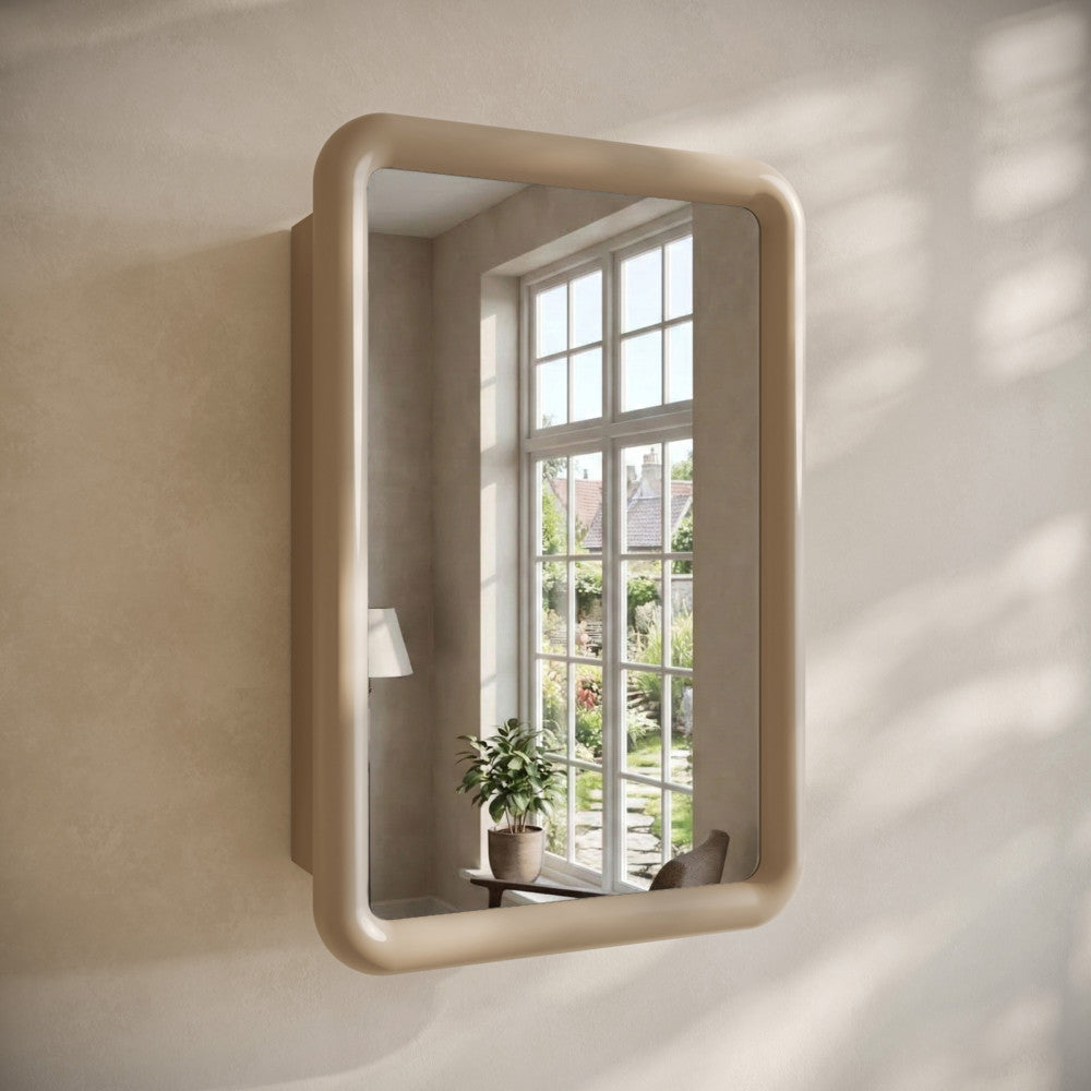 Plaisir 18 x 27 Recessed/Wall Mount Medicine Cabinet with Mirror in Sand