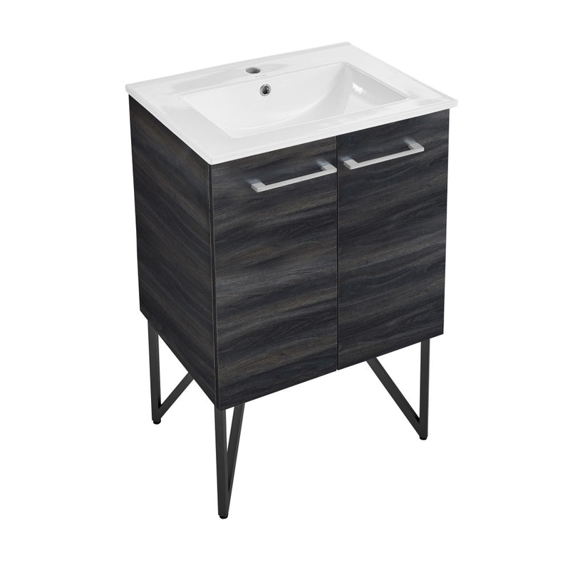 Annecy 24" Freestanding Bathroom Vanity in Black Walnut with Sink Top