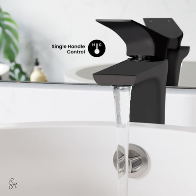 Monaco Single Hole, Single-Handle, High Arc Bathroom Faucet in Matte Black