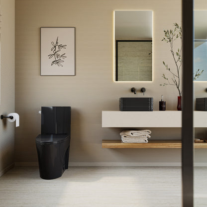 St. Tropez One-Piece 10" Rough-in 1.28 GPF Left-Hand Flush Elongated Toilet in Glossy Black