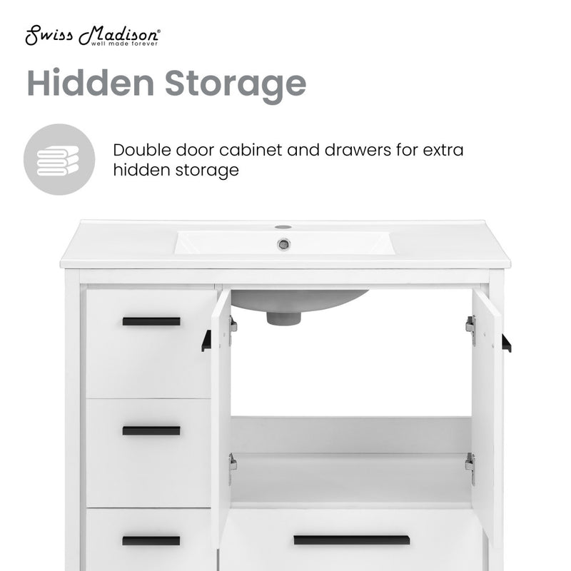 Virage 36 Freestanding, Bathroom Vanity in White