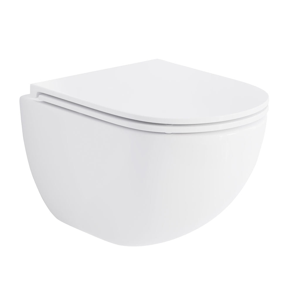St. Tropez Wall-Hung Toilet Bundle 0.8/1.6 GPF Dual Flush in Glossy White with Flush Plate
