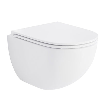 St. Tropez Wall-Hung Toilet Bundle 0.8/1.6 GPF Dual Flush in Glossy White with Flush Plate