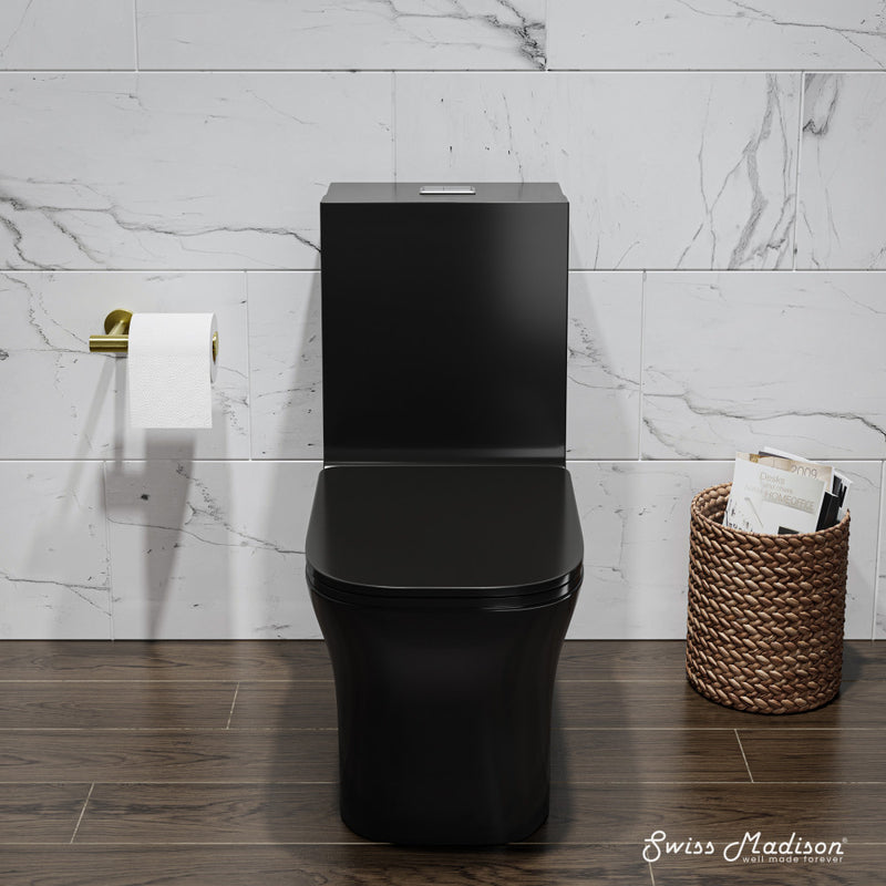 Concorde One Piece Square Toilet Dual Flush in Glossy Black 1.1/1.6 gpf
