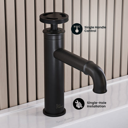 Avallon Single Hole, Single-Handle Wheel, Bathroom Faucet in Matte Black