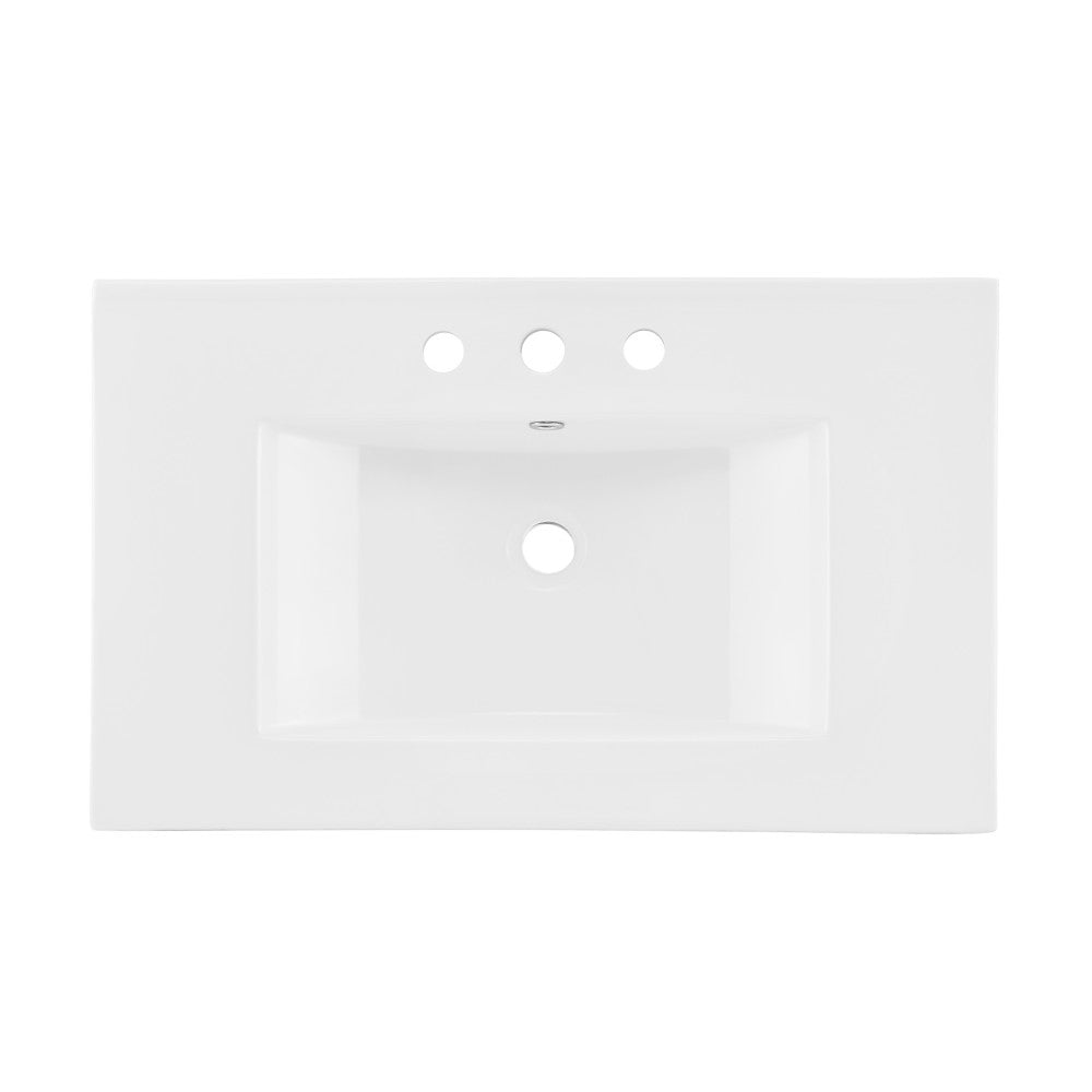 30" 3-Hole Widespread Vanity Sink Top in Glossy White