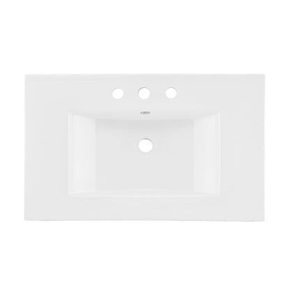 30" 3-Hole Widespread Vanity Sink Top in Glossy White