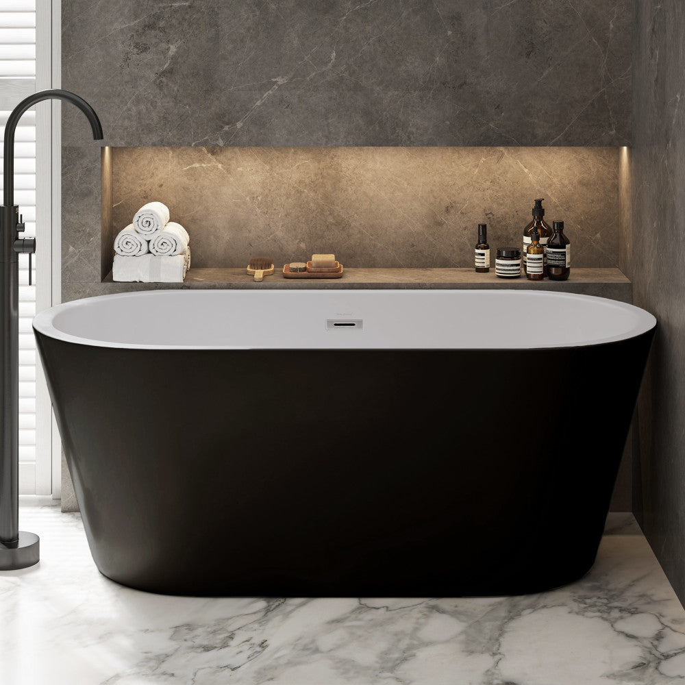 Claire 60" Freestanding Bathtub Matte Black and Matte White