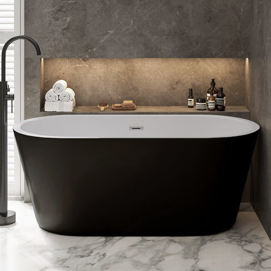 Claire 60" Freestanding Bathtub Matte Black and Matte White