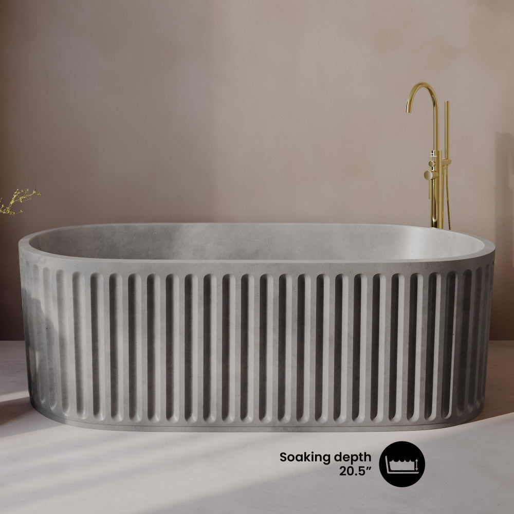 Delice 67" Freestanding Concrete Bathtub in Gray, Drain Included