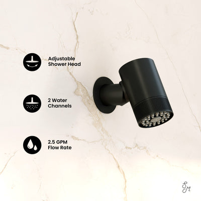 Lumiere 2-Spray Patterns 2.5 GPM Wall Mount Fixed Shower Head in Matte Black