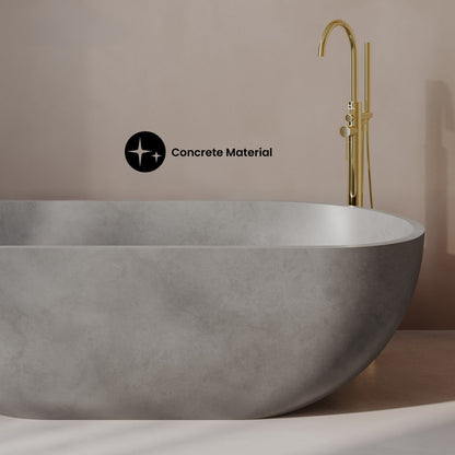 Claire 60" Freestanding Concrete Bathtub in Gray, Drain Included
