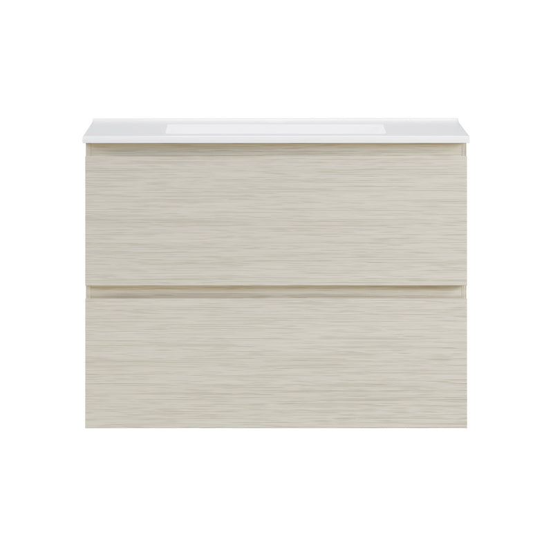 Liberte 30" Wall-Mounted Bathroom Vanity in White Oak with Sink Top