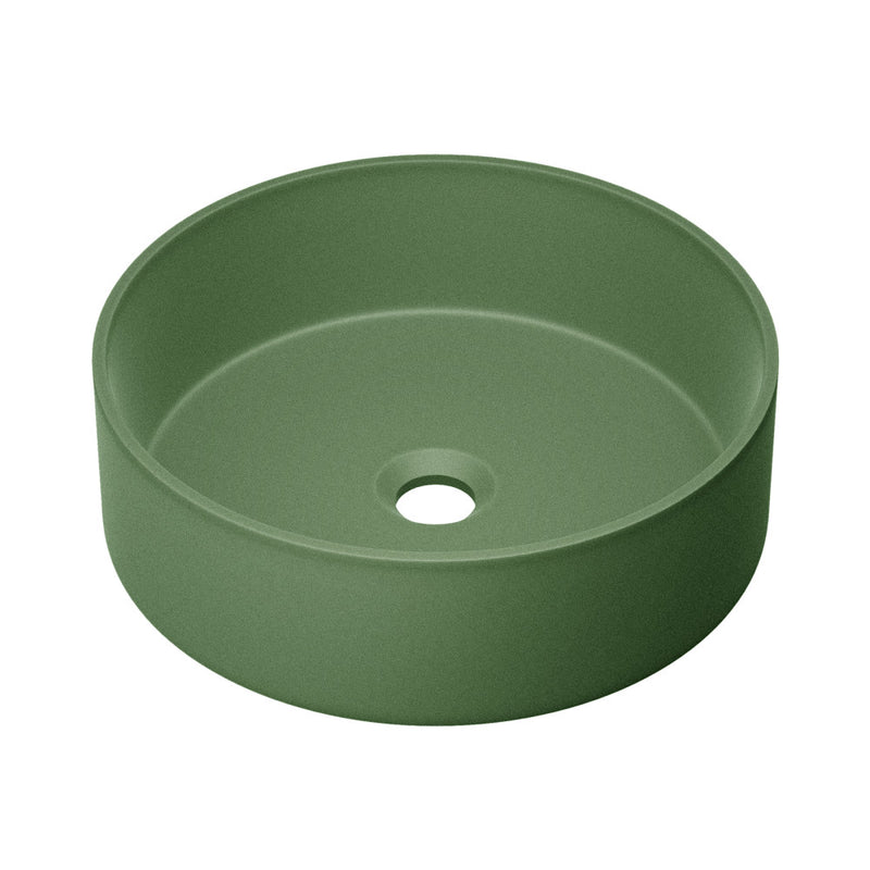 Lisse 14.5" Concrete Round Vessel Sink in Matte Royal Green