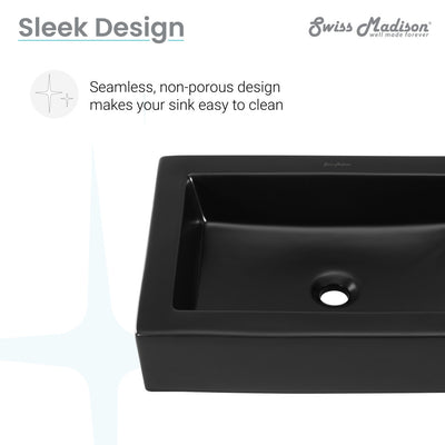 Voltaire Ceramic Rectangle Vessel Sink, Matte Black