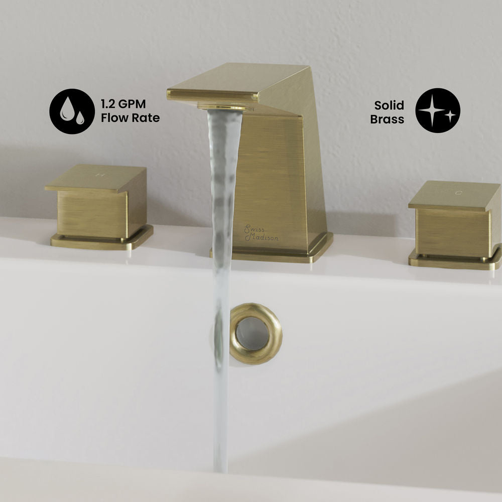 Carre 8 in. Widespread, 2-Handle, Bathroom Faucet in Brushed Gold