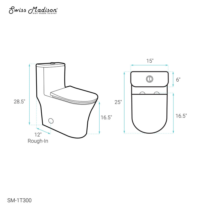 Cascade One-Piece Compact Toilet Dual-Flush 1.1/1.6 gpf