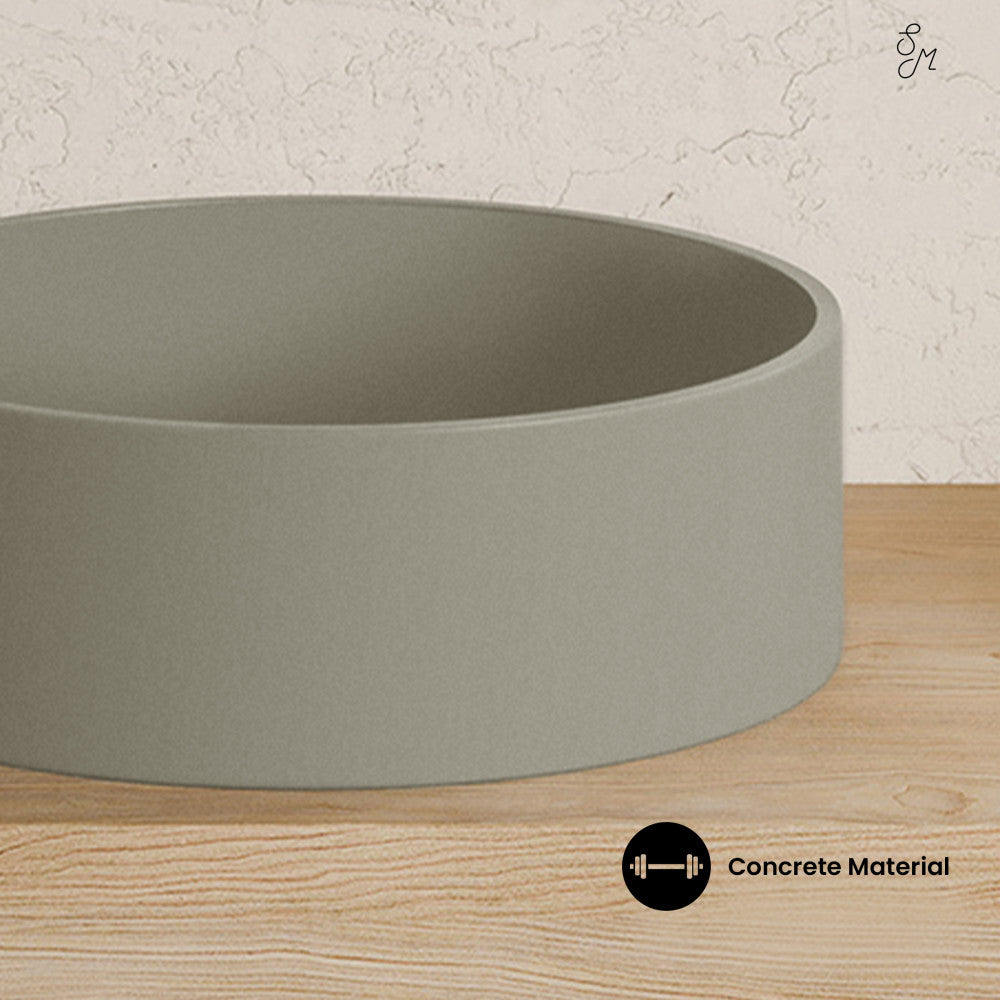 Lisse 14.5" Concrete Round Vessel Sink in Matte Taupe