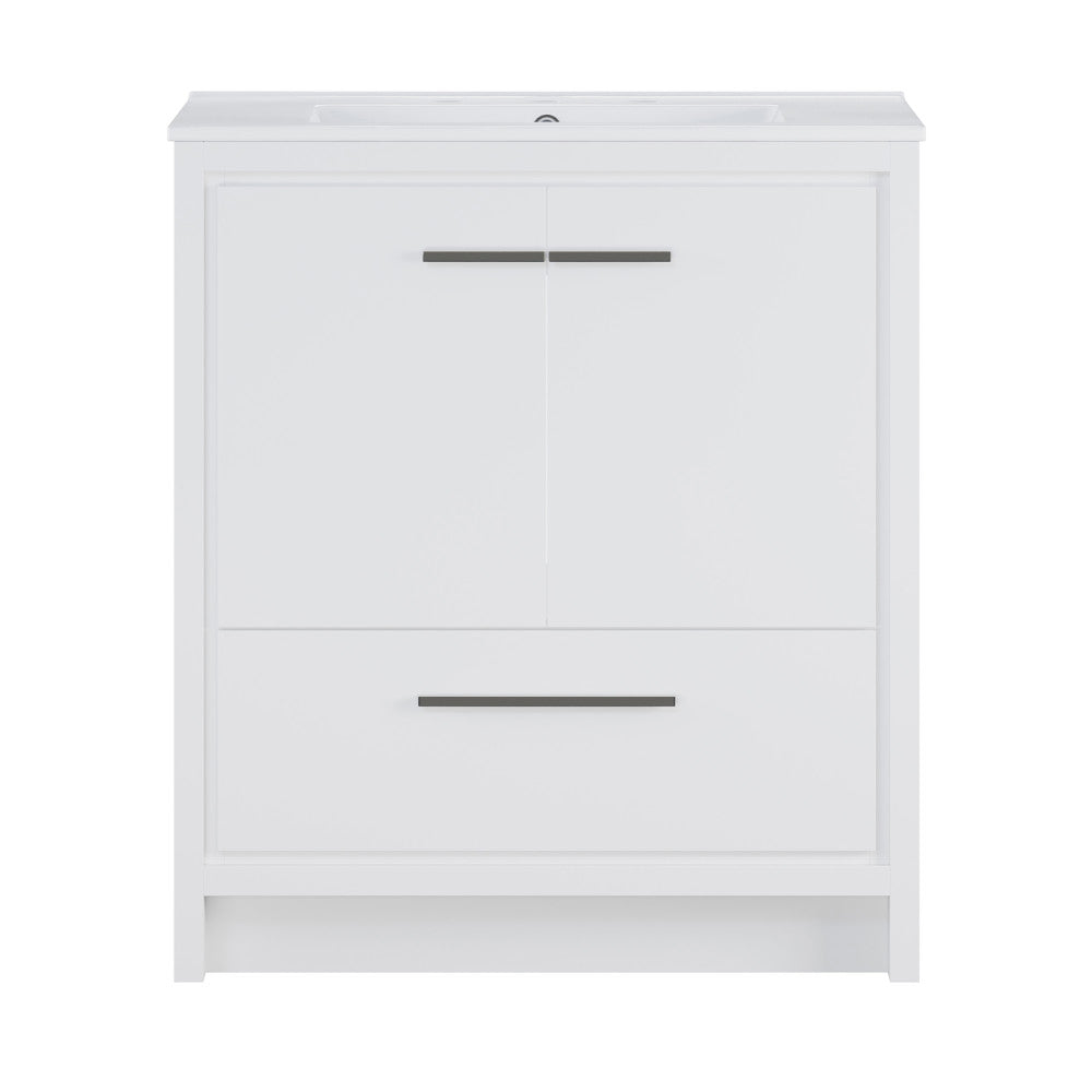 Virage 30" Freestanding Bathroom Vanity in White with 3-Hole Widespread Sink Top