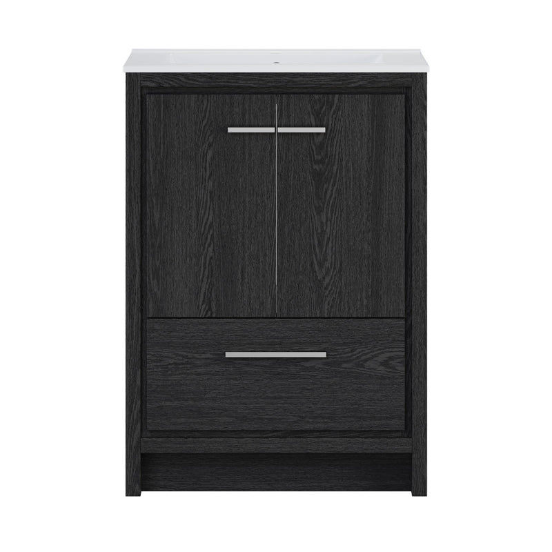 Virage 24" Freestanding Bathroom Vanity in Black Oak with Sink Top