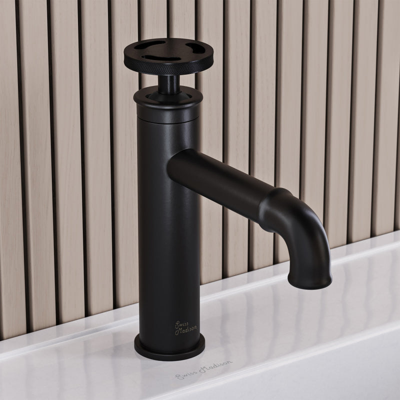 Avallon Single Hole, Single-Handle Wheel, Bathroom Faucet in Matte Black