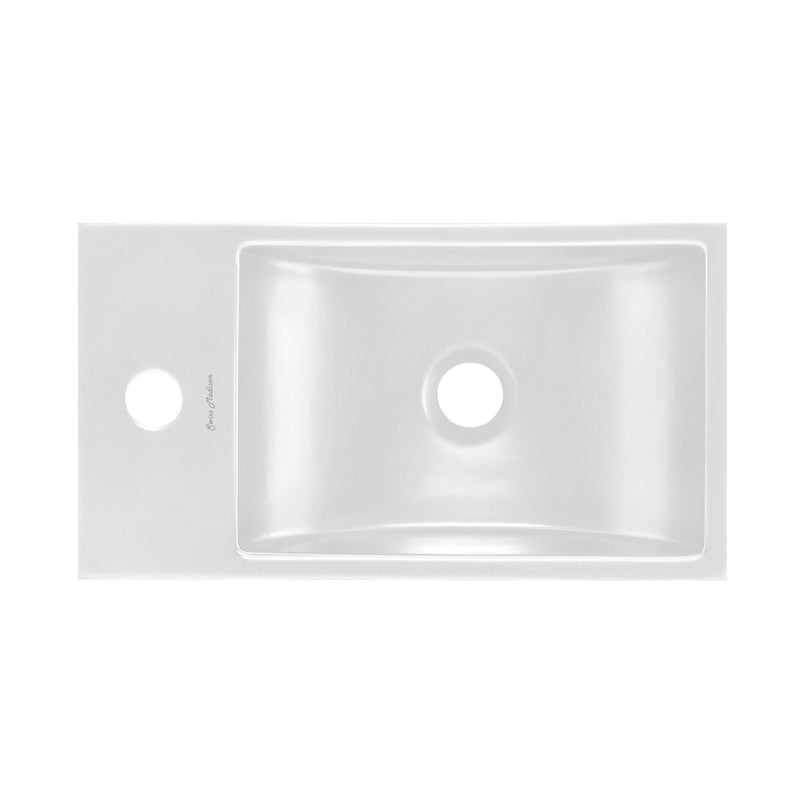 Lisse 16" Concrete Rectangle Wall-Mounted Sink with Left Side Faucet Mount in Matte White