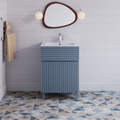 Bernay 24" Freestanding Bathroom Vanity in Blue Heather with Sink Top
