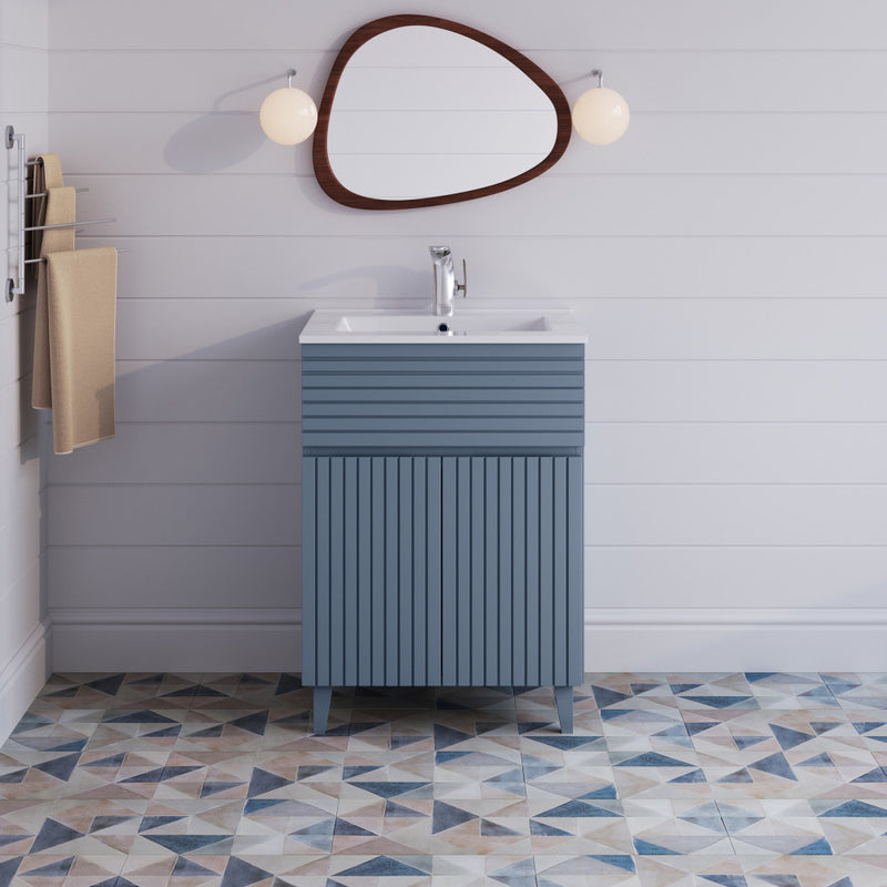 Bernay 24" Freestanding Bathroom Vanity in Blue Heather with Sink Top