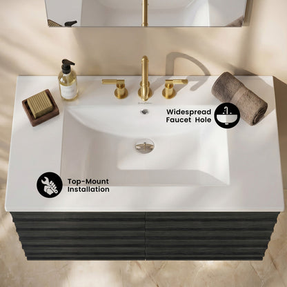 30" 3-Hole Widespread Vanity Sink Top in Glossy White