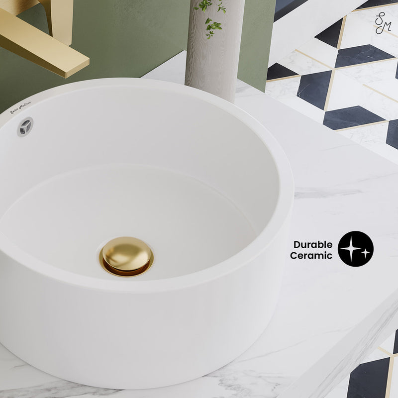 Monaco 36" Floating Bathroom Shelf with Vessel Sink in White Marble