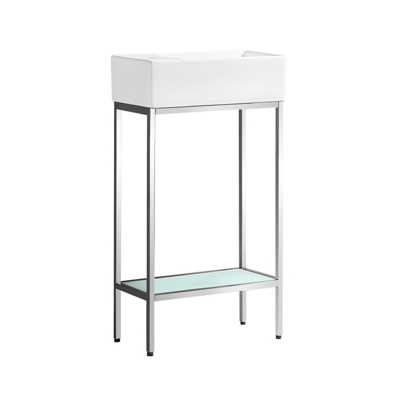 Pierre 19.5 Single, Freestanding, Open Shelf, Chrome Metal Frame Bathroom Vanity