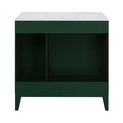 Cascade 36" Freestanding Bathroom Vanity in Green Oak with Sink Top