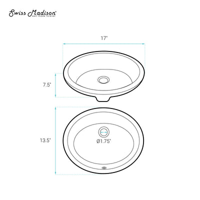 Plaisir 16.5" Ceramic Undermount Bathroom Sink in Matte Black