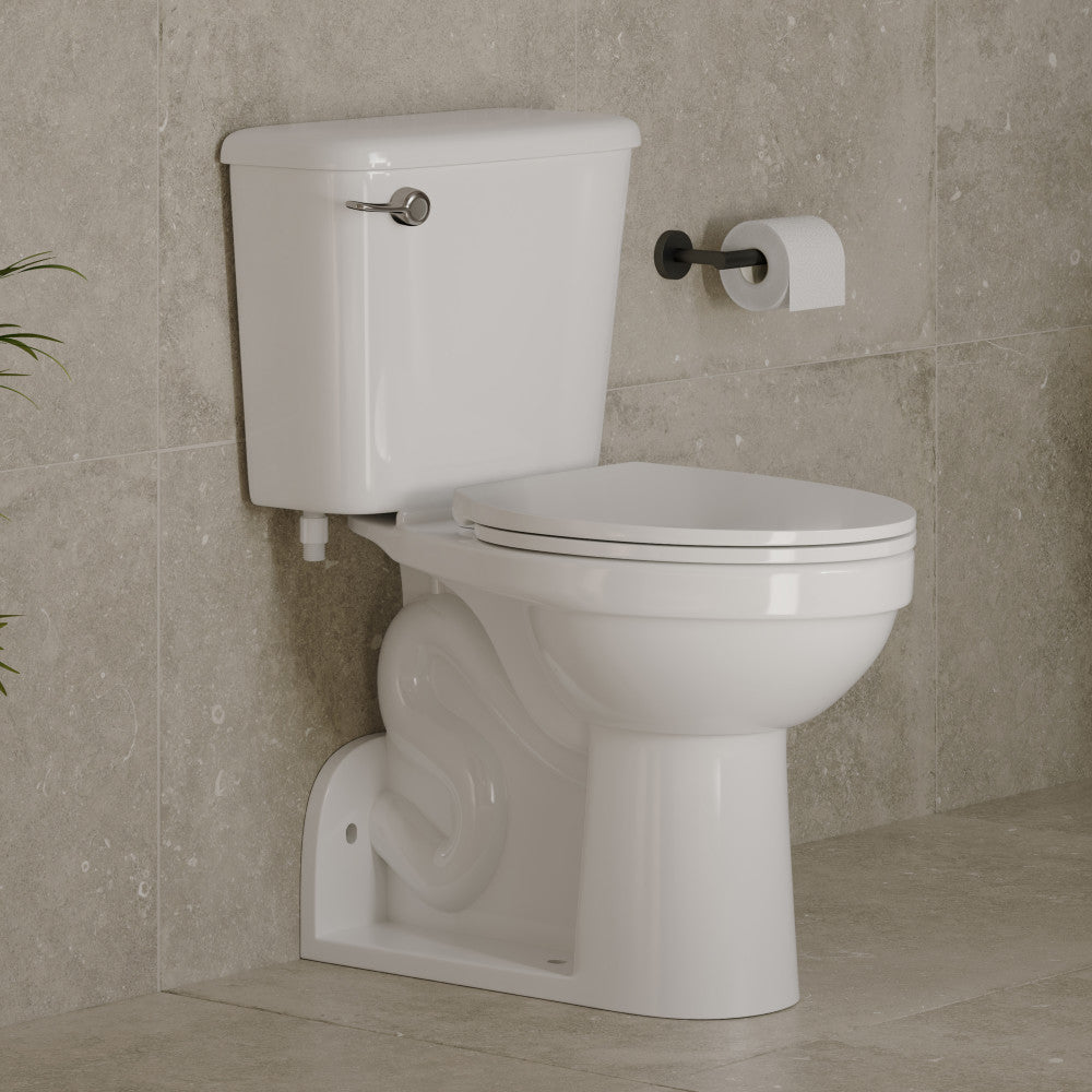 Carlton Marquette Rear-Outlet Two-Piece 1.6 GPF Left-Hand Flush Elongated Toilet in Glossy White