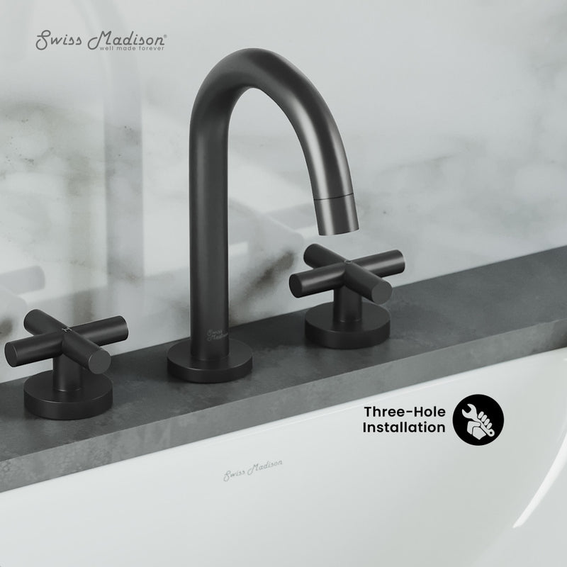 Ivy Courte 8 in. Widespread, Cross Handle, Bathroom Faucet in Matte Black