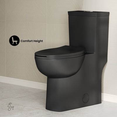 Classe One-Piece 12" Rough-in 1.1/1.6 GPF Dual Top Flush Toilet in Matte Black