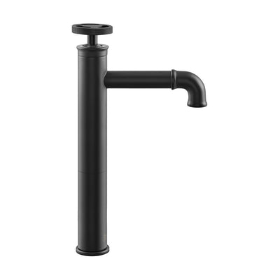 Avallon Single Hole, Single-Handle Wheel, High Arc Bathroom Faucet in Matte Black