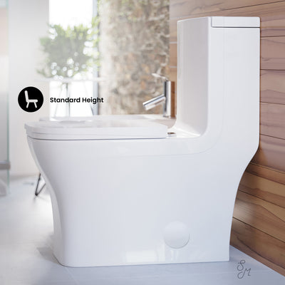 Concorde One-Piece 14" Rough-in 1.1/1.6 GPF Dual Top Flush Square Toilet in Glossy White